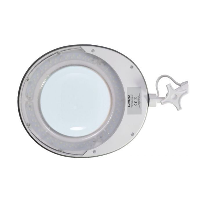 Lumeno #7215 Arbeitsplatzlupenlampe - 2.25x (5dpt) - Ø127mm - Grau - Tischklemme