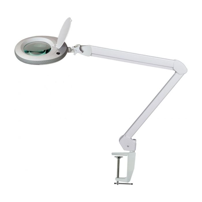 Lumeno #7215 Arbeitsplatzlupenlampe - 2.25x (5dpt) - Ø127mm - Grau - Tischklemme